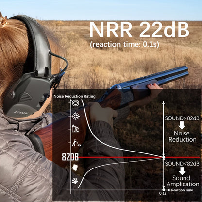Electronic Shooting Earmuffs NRR 22dB Active Noise Cancelling Hearing Protection with Sound Amplification