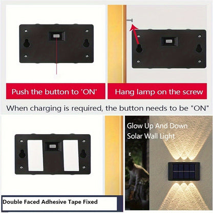 Solar Wall Light Outdoor 8 Pack 6 LED Deck Fence Garden Lamp Waterproof Auto Dusk to Dawn Courtyard Pathway Garage Yard Decoration