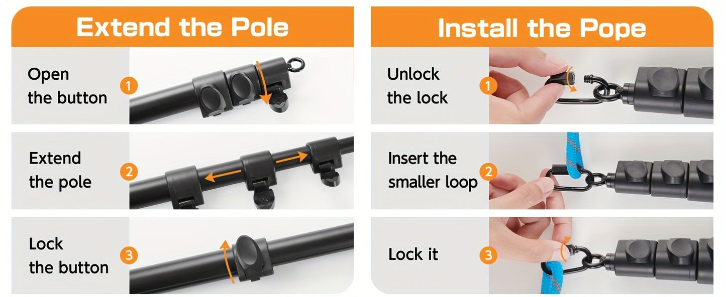Dog Flirt Pole Telescopic – Extendable Flirt Stick with 3 Detachable Toys & Nylon Rope, Aluminum Alloy Dog Chase Toy