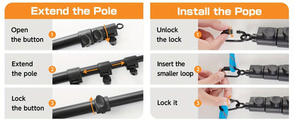 Dog Flirt Pole Telescopic – Extendable Flirt Stick with 3 Detachable Toys & Nylon Rope, Aluminum Alloy Dog Chase Toy