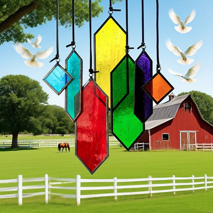 Glass Rainbow Suncatcher Hanging Ornament – Crystal Prism Window Sun Catcher for Garden, Patio & Home Decor