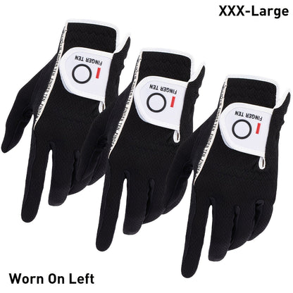 Wet Weather Golf Gloves Rain Grip 3-Pack for Men | Breathable Water-Resistant Golf Gloves for Left & Right Hand