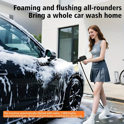 Portable Pressure Washer Cordless 980PSI, 3x 4000mAh Batteries, 5-in-1 Nozzle, Foam Cannon, 33FT Hose