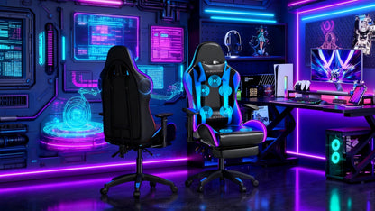 Gaming Chair with 7-Point Vibration Massage, Bluetooth Speakers, RGB Lighting, Footrest and 400lb Rating