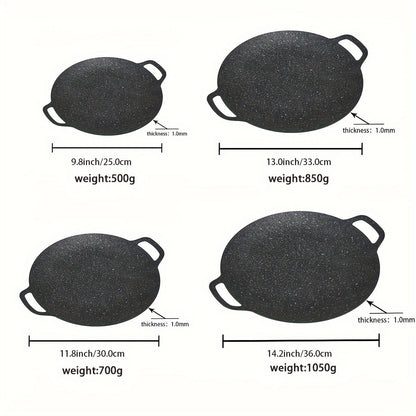 Korean BBQ Grill Pan Cast Iron 3-Piece Set, Non-Stick Portable Fry Pan for Indoor & Outdoor Use, Even Heat