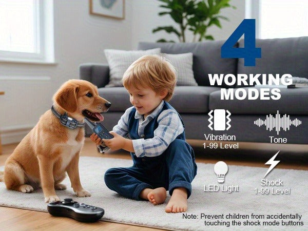 Dog Training Collar with Remote – LED Light, Beep, Vibration & Safe Shock Modes | Waterproof E-Collar for 1