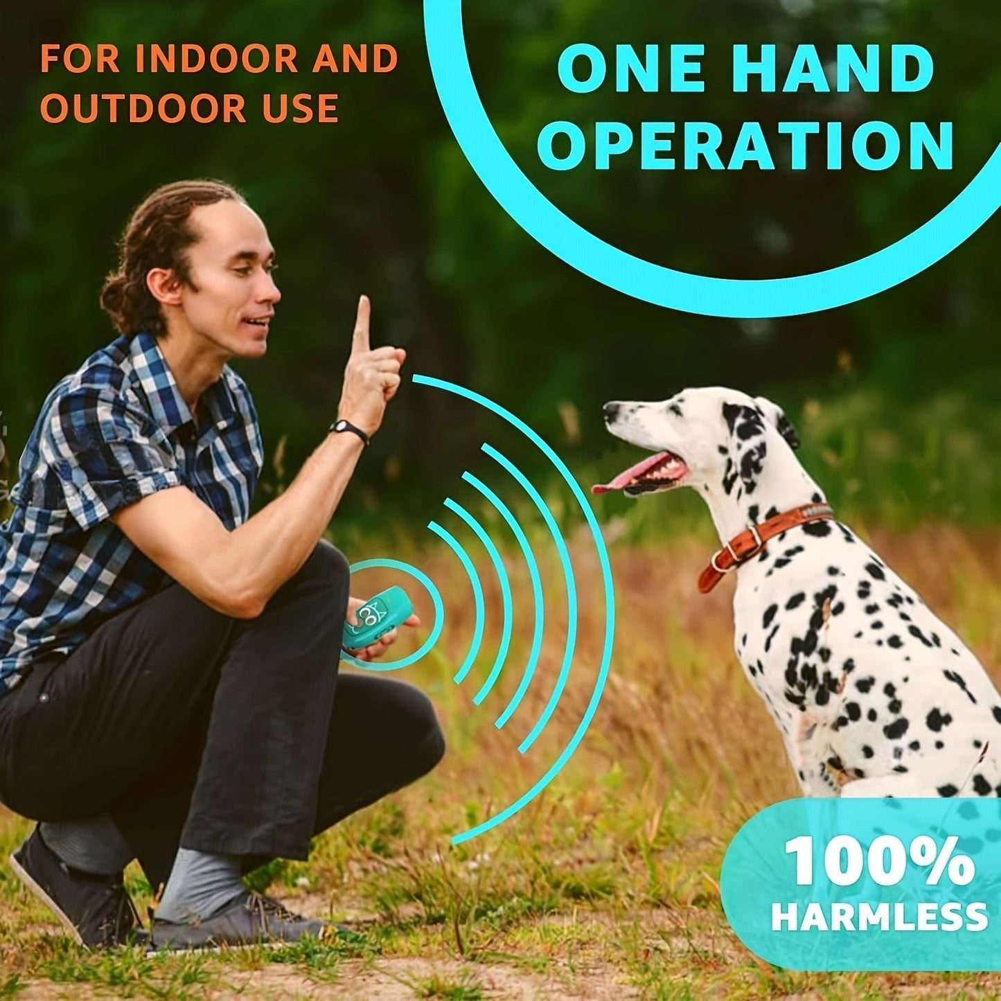 Ultrasonic Dog Bark Control Device 3-in-1 Anti Barking Trainer 3 Frequency Modes 16.4Ft Range for Garden, Patio and Yard Use