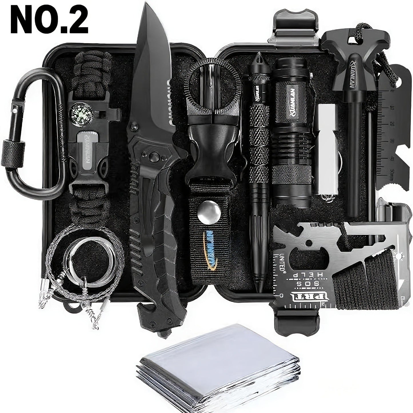 Tactical Survival Kit Multi-Tool Box – Emergency Outdoor Gear with Magnesium Fire Starter, Flint & First Aid Supplies for Camping, Hiking