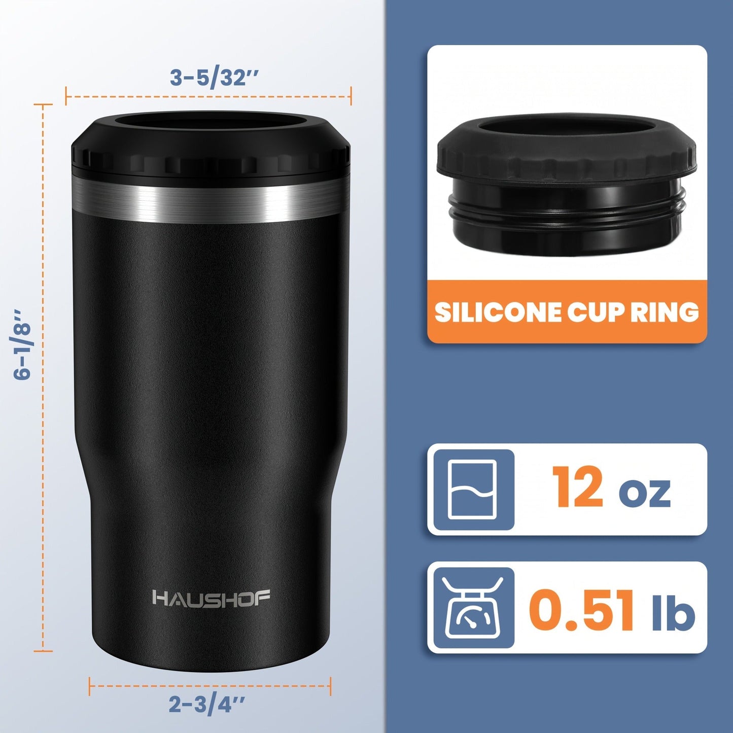 Can Cooler Insulated Stainless Steel 4-in-1 for 12 oz Standard Slim Can & Beer Bottle – Double Wall Sweat-Proof Beer Koozie for Camping