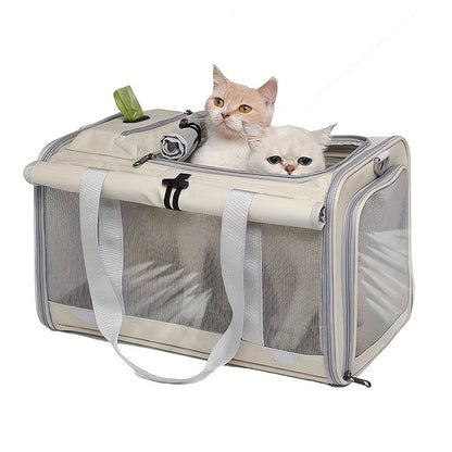 Airline Approved Pet Carrier Soft Sided Collapsible for Cats & Small Dogs – Breathable Oxford Cloth Travel Bag with Zipper Closure