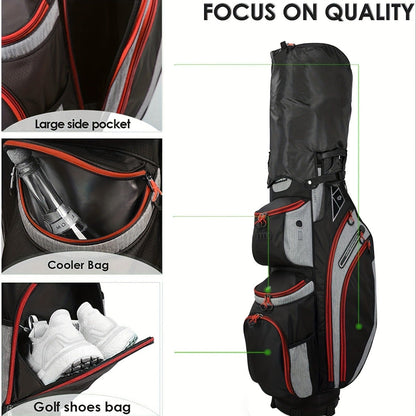 Golf Cart Bag with Full-Length Dividers – Sturdy Spacious Stand Bag with Multiple Pockets for Golf Club Organization, Accessories Storage