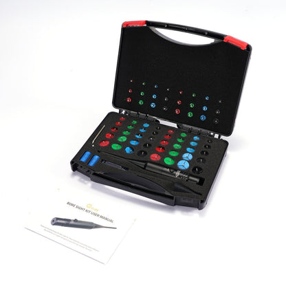 Red Laser Bore Sight Kit with 64 Adapters | Professional Multi-Caliber Boresighter for .17 to 12GA Rifles, Pistols & Handguns