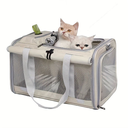 Soft-Sided Mesh-Panel Pet Carrier with Privacy Cover and Nine Color or Accessory Bundle Options