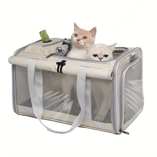 Soft-Sided Mesh-Panel Pet Carrier with Privacy Cover and Nine Color or Accessory Bundle Options