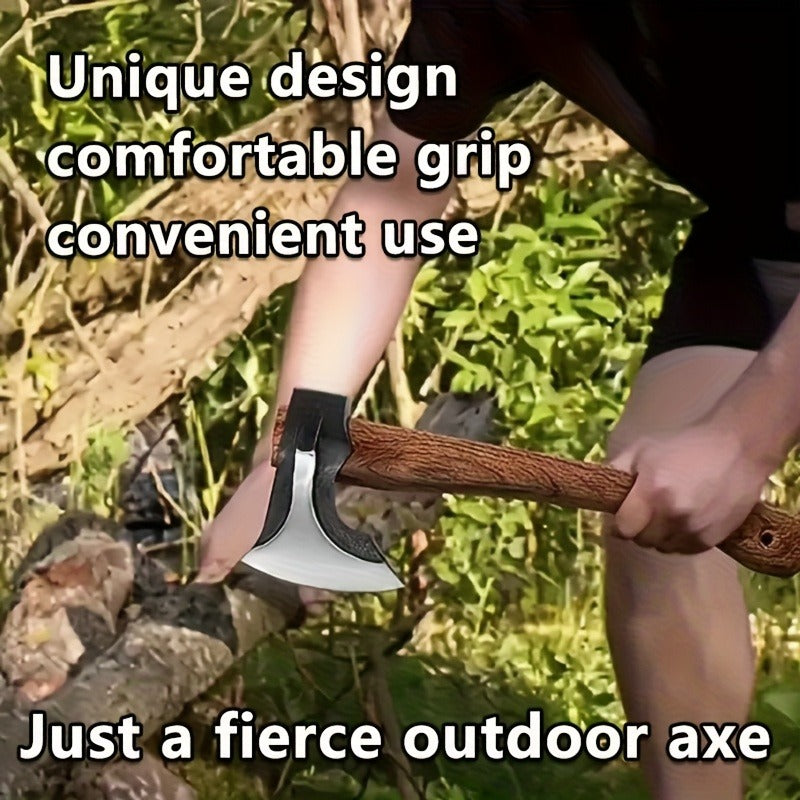 Splitting Axe Forged Carbon Steel 15.6-Inch with Handcrafted Wooden Grip, Professional Backyard Hatchet for Wood Chopping