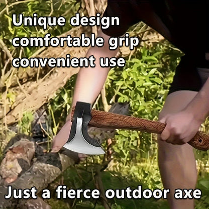 Splitting Axe Forged Carbon Steel 15.6-Inch with Handcrafted Wooden Grip, Professional Backyard Hatchet for Wood Chopping