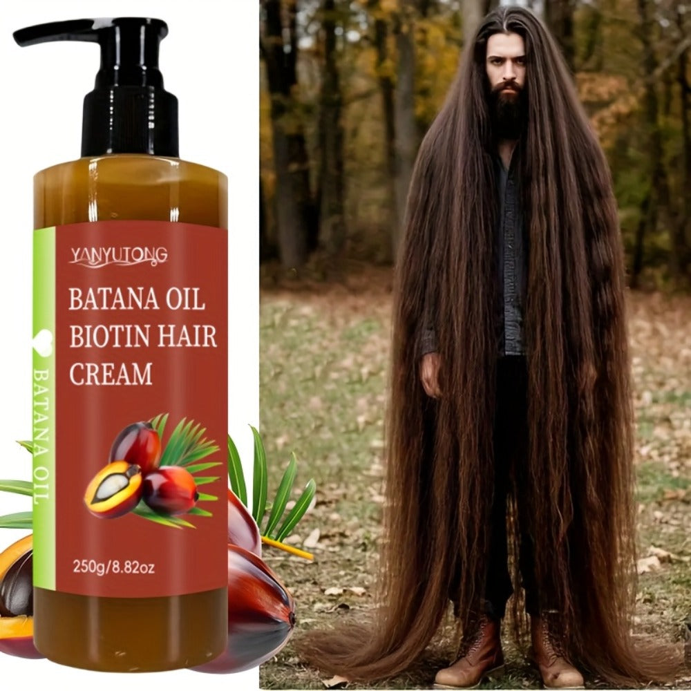 Unrefined Batana Oil Cream 250g with Squalane & Shea Butter – Honduras Deep Moisturizing Hair Treatment, Repairs Dry Damaged Hair