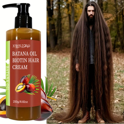 Unrefined Batana Oil Cream 250g with Squalane & Shea Butter – Honduras Deep Moisturizing Hair Treatment, Repairs Dry Damaged Hair