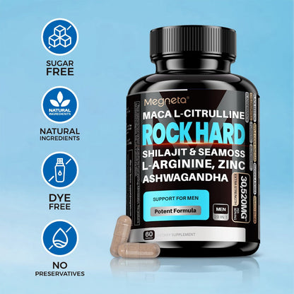 Maca Root & L-Arginine Men's Performance Supplement with Shilajit - Double-Acting Formula for Stamina