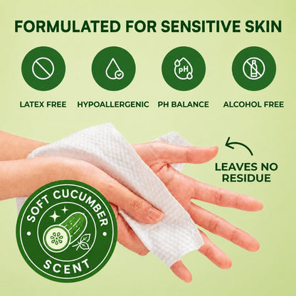 Extra Large Adult Wet Wipes 8x13 Inch 240ct 4 Packs of 60 Aloe Vitamin E Cucumber Scent for Bath Time, Home Spa and Personal Care