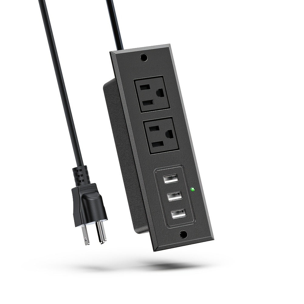 Recessed Power Strip Flush Mount Desk Outlet - 2 AC Outlets & 3 USB-A Ports for an Everyday Personal Care Routine