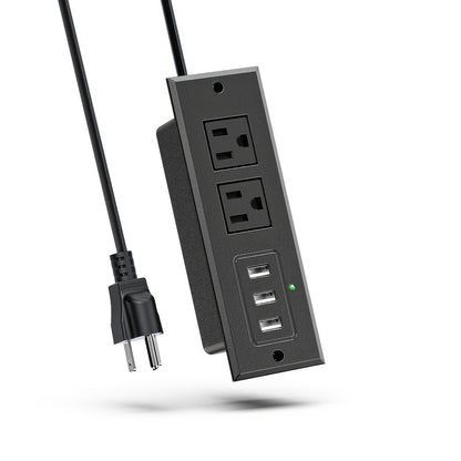 Recessed Power Strip Flush Mount Desk Outlet - 2 AC Outlets & 3 USB-A Ports for an Everyday Personal Care Routine