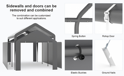 Carport Canopy 10x20 Portable Garage UV Protection for Garden, Patio and Yard Use, with the Listed Configuration
