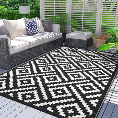 Outdoor Reversible Plastic Straw Rug for Patio Deck RV Camping – Waterproof UV-Resistant Lightweight Mat, Multiple Sizes & Colors