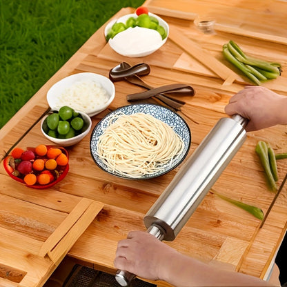 Stainless Steel Rolling Pin, Professional Non-Stick Dough Roller with Non-Slip Grip and Rounded Ends, Easy to Clean Baking Rolling Pin
