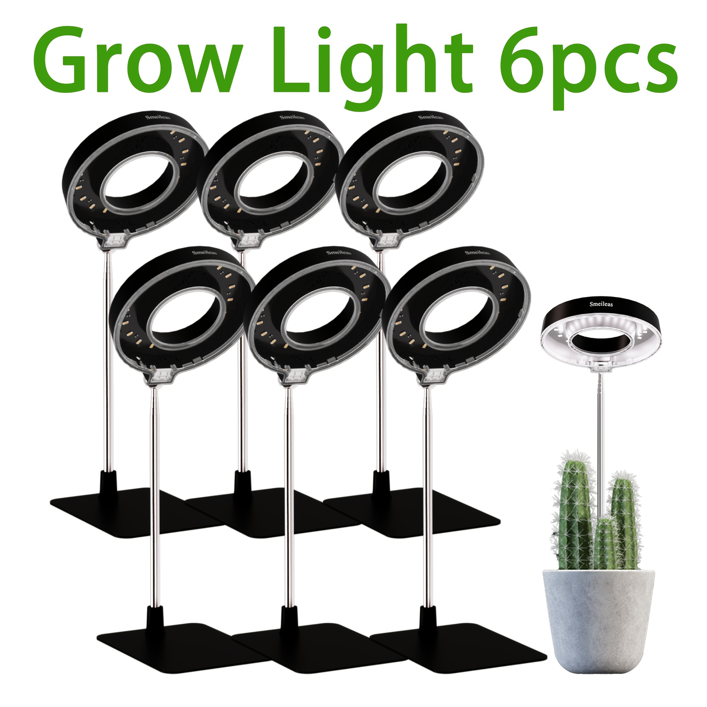 Magnetic Grow Light with 360° Adjustable Head – Full Spectrum Plant Growth Lamp with Auto Timer, 4-Level Dimmer & Adjustable Height