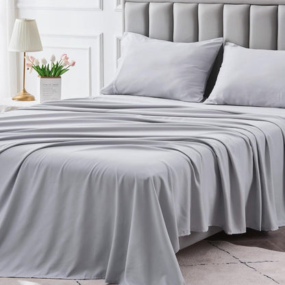 Bed Sheet Set Microfiber with Size-Dependent 3- or 4-Piece Contents, Four Bed Sizes and Eleven Colors