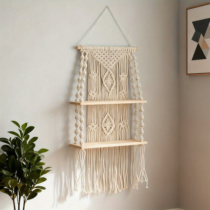 Macrame Wall Hanging with Tassel, Boho Woven Wall Decor for Living Room Bedroom Balcony for Entryways, Bedrooms and Living Spaces