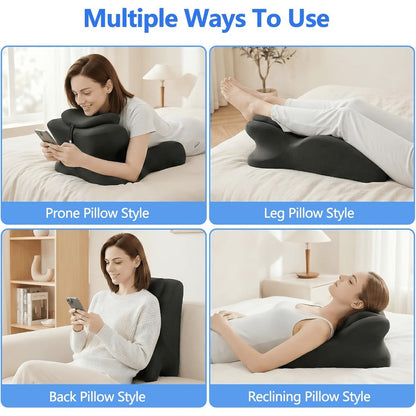 Wedge Pillow for Stomach Sleepers - Memory Foam Support for Cervical, Lumbar & Leg Elevation, Breathable Cover