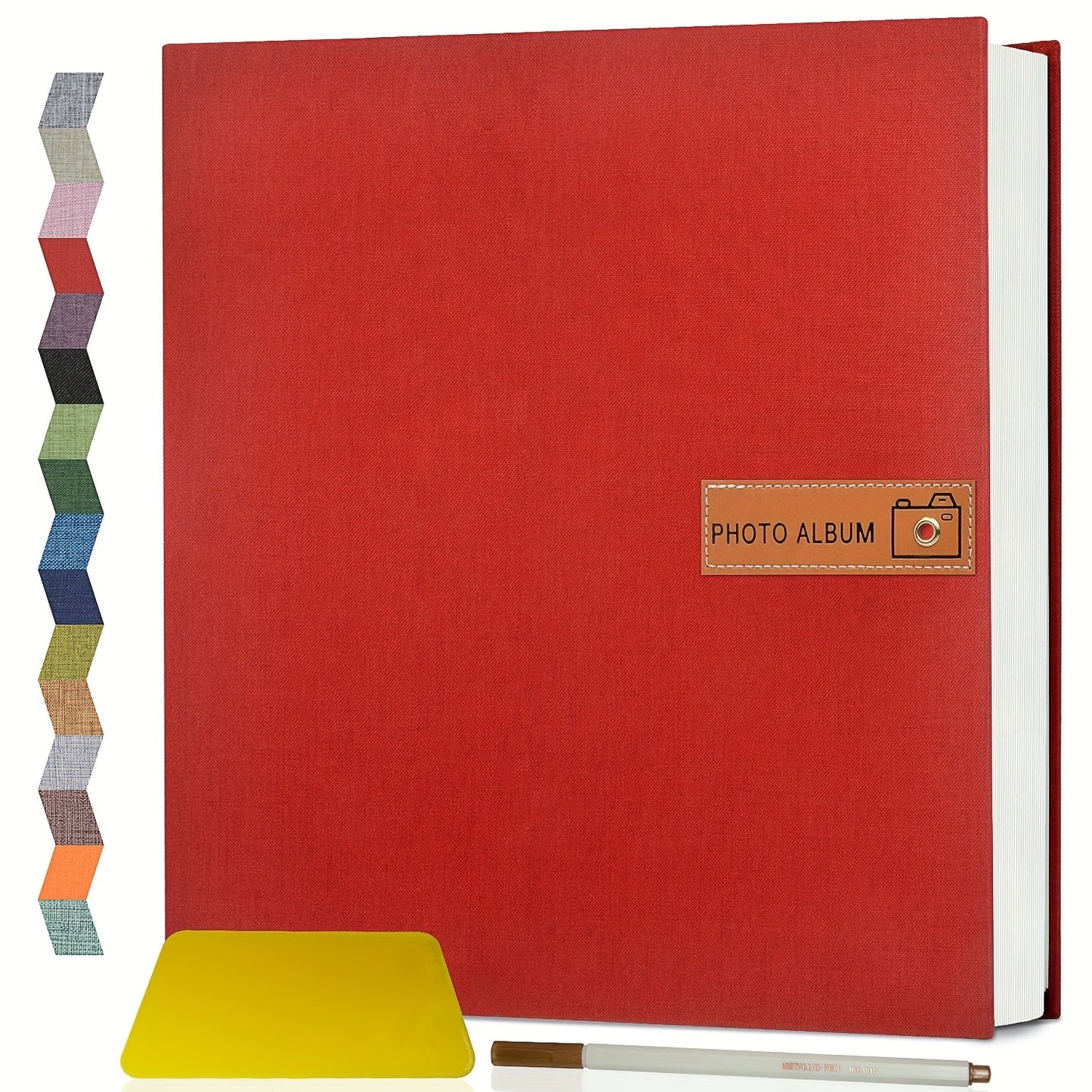 Self Adhesive Photo Album Scrapbook – Large Linen Cover Memory Book for 4x6 5x7 8x10 Photos, DIY Picture Book with Metal Pen, Gift for Mom