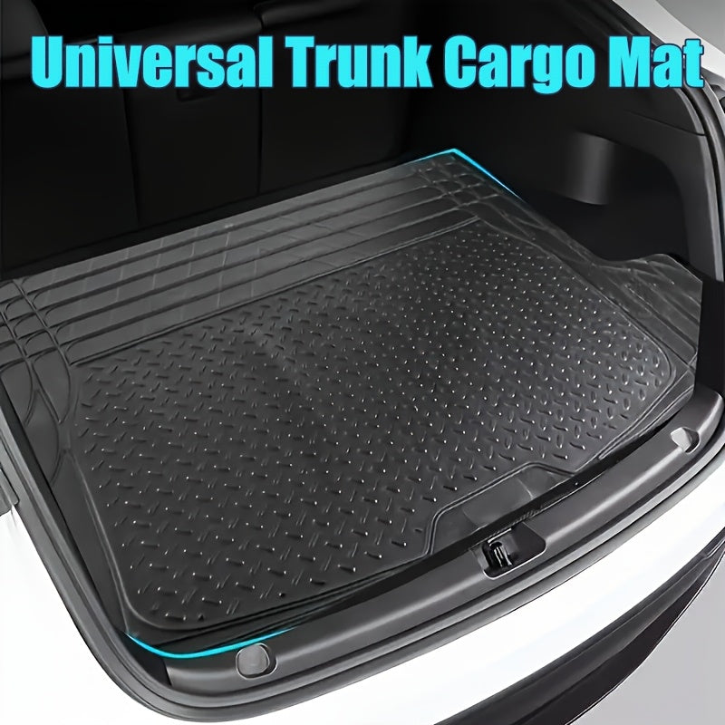 Trunk Cargo Liner Rubber Mat Universal Fit – All Weather Waterproof Trunk Mat with Seat Back Protector, Trim-to-Fit for Cars, SUV & Sedan