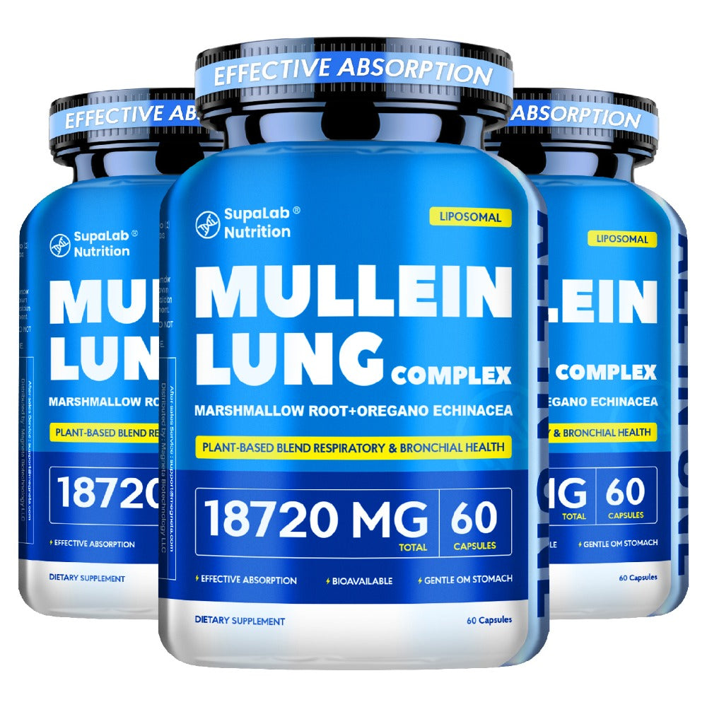 Mullein Leaf Capsules 12000mg with Quercetin, Lung Health & Respiratory Support, Bronchial Breathing Ease