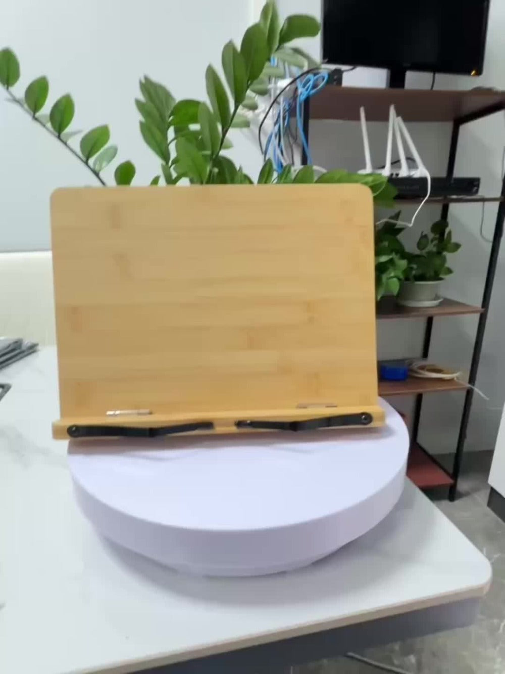 Bamboo Book Stand Adjustable Foldable Portable Reading Stand with Page Clips for Cookbook Tablet E-Reader Textbook Sheet Music Desk Holder