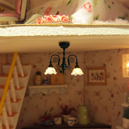 Miniature LED Chandelier Ceiling Lamp Dollhouse Working Light 1:12 Scale with the Listed Color, Size or Set Options for Everyday Use