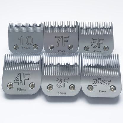 Dog Clipper Replacement Blades – Ceramic & Carbon Steel Detachable Blades in 5 Sizes (3F/4F/5F/7F/10#) | Compatible with Andis AG/AGC