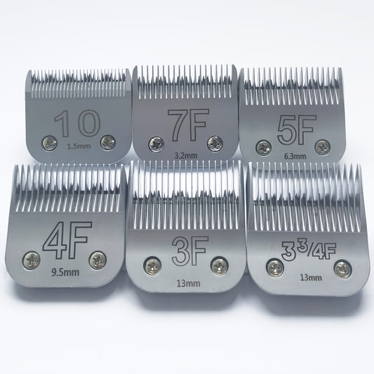 Dog Clipper Replacement Blades – Ceramic & Carbon Steel Detachable Blades in 5 Sizes (3F/4F/5F/7F/10#) | Compatible with Andis AG/AGC