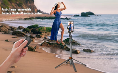 70-Inch Tracking Selfie Stick Tripod with Two Fill Lights, Floor Base, Remote and 1/4-Inch Mount