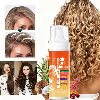 Curl Defining Hair Foam Mousse 200ml Smoothing Styling for Natural Fluffy Elastic Curls, Frizz Control for Wavy Coily Hair