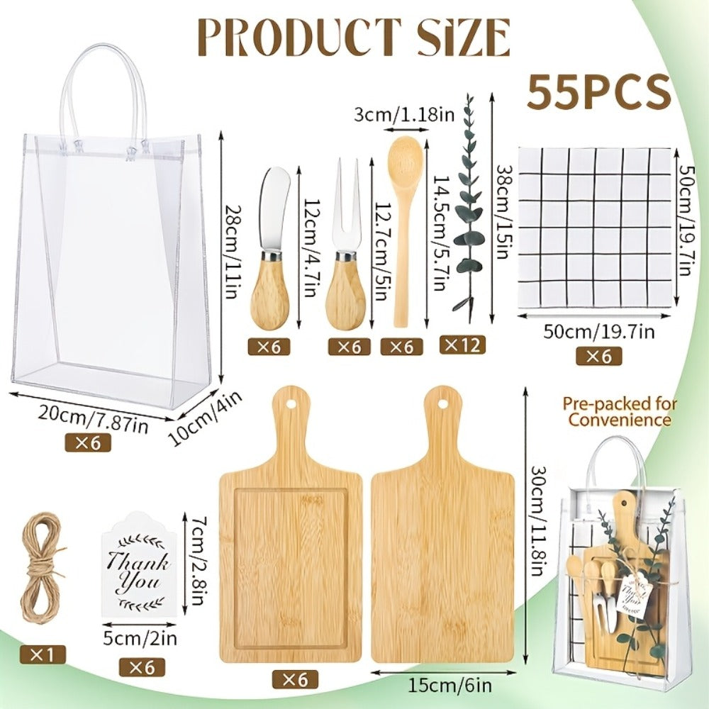 Pizza Board Gift Set with Knives Spoons Gift Bag and Kitchen Towel - Charcuterie Cheese Board Set for Bridal Shower Party Favor