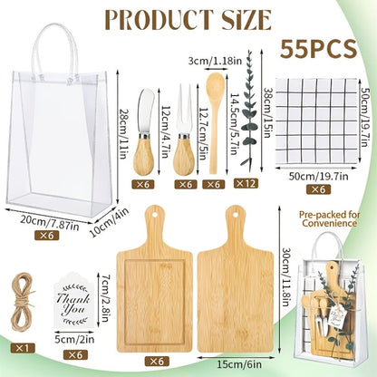 Pizza Board Gift Set with Knives Spoons Gift Bag and Kitchen Towel - Charcuterie Cheese Board Set for Bridal Shower Party Favor