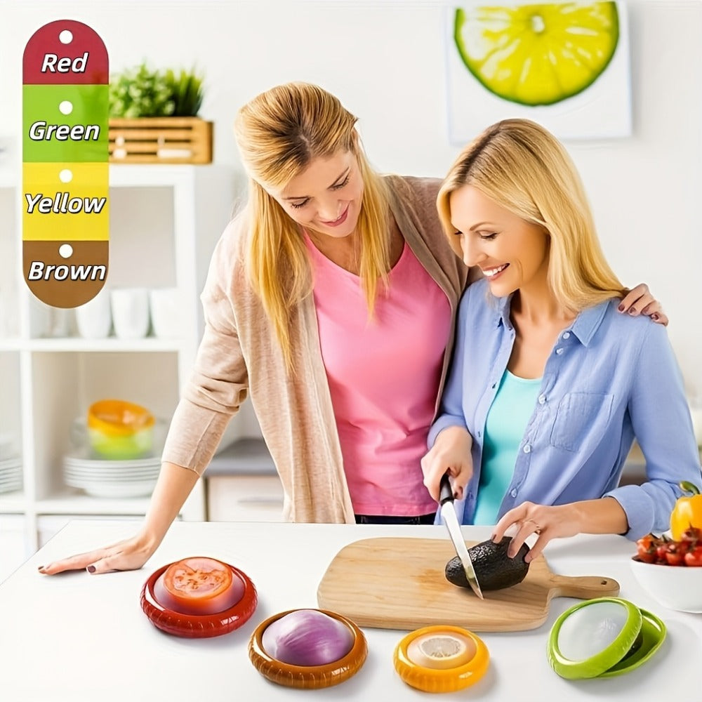 Food Storage Containers Six- or Eight-Piece Silicone Produce Saver Set for Refrigerator Organization