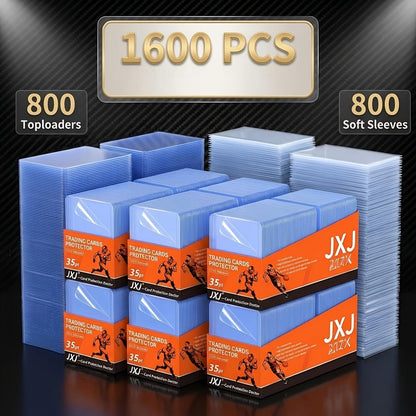35PT Trading Card Storage Set with 3 x 4-Inch Top Loaders and Soft Sleeves in Four Pack Sizes