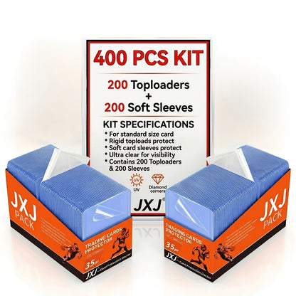 35PT Trading Card Storage Set with 3 x 4-Inch Top Loaders and Soft Sleeves in Four Pack Sizes