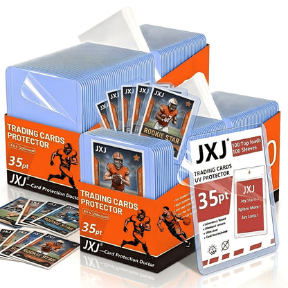 35PT Trading Card Storage Set with 3 x 4-Inch Top Loaders and Soft Sleeves in Four Pack Sizes