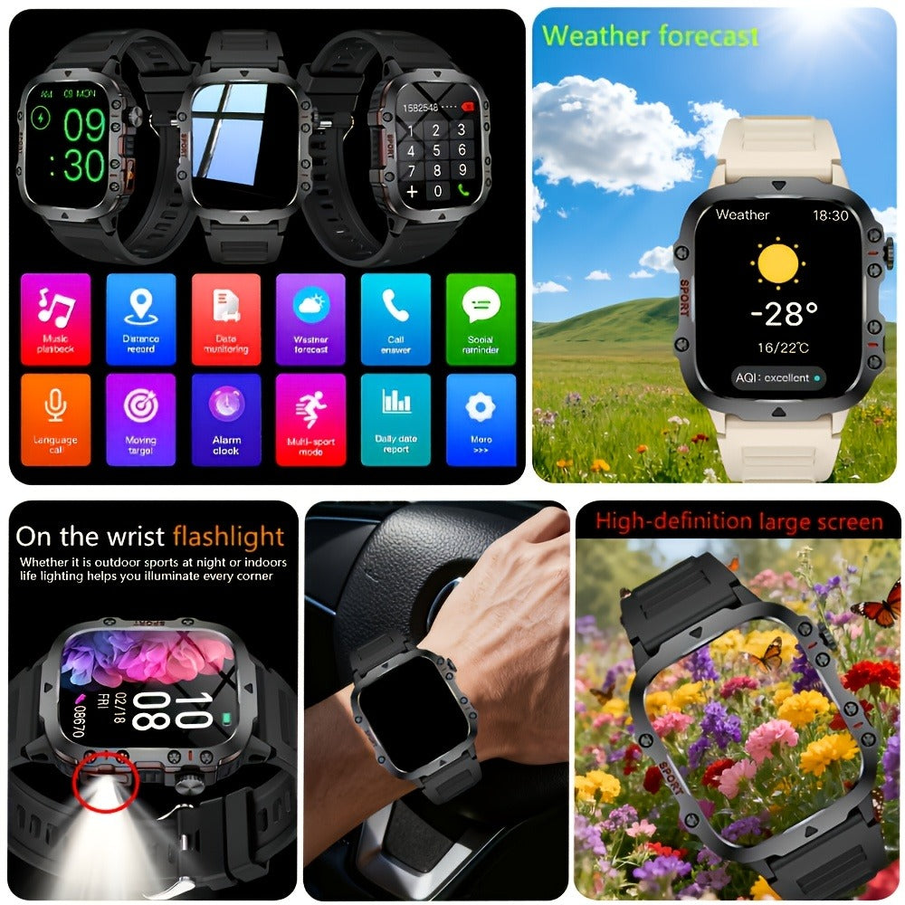 Smartwatch Brown Black Large Screen – Wireless Calling & SMS, Fitness Tracker, Remote Camera Control, USB Rechargeable – Unisex