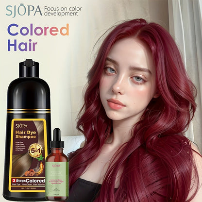 Natural Hair Dye Shampoo Kit 3-in-1 with Rosemary Oil & Squalane, Plant-Based Gray Hair Coverage